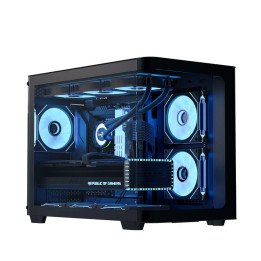 Кутия за компютър AeroCool P300C-G-BK-v1, mATX, 3 x 120 mm Infinity Mirror A-RGB - ACCS-PN02033.11
