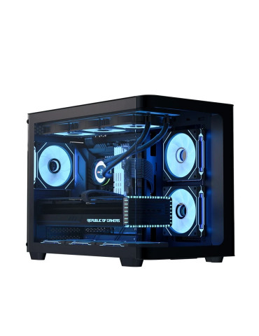 Кутия за компютър AeroCool P300C-G-BK-v1, mATX, 3 x 120 mm Infinity Mirror A-RGB - ACCS-PN02033.11