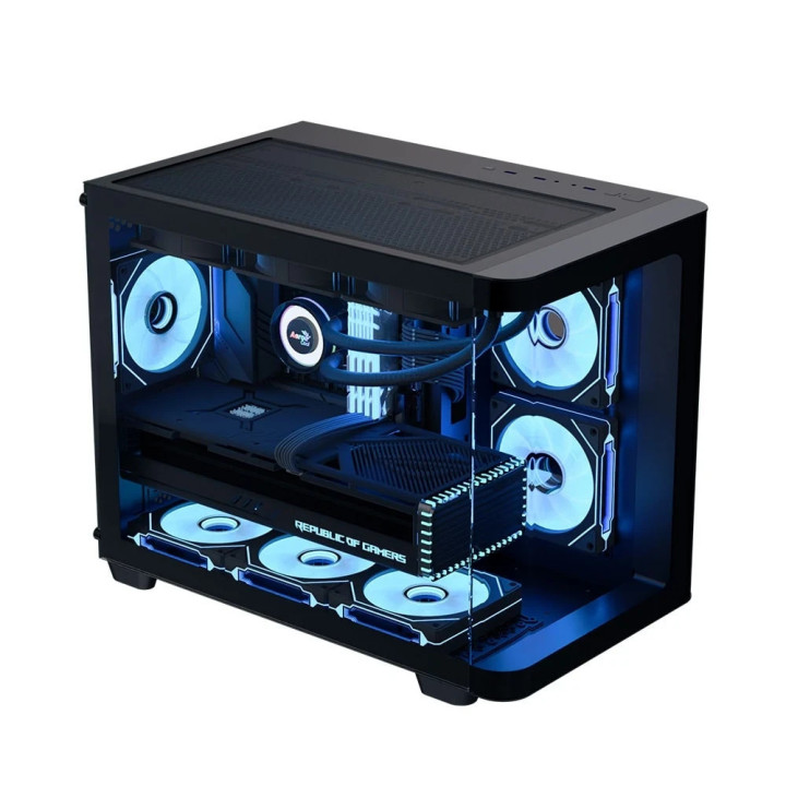 Кутия за компютър AeroCool P300C-G-BK-v1, mATX, 3 x 120 mm Infinity Mirror A-RGB - ACCS-PN02033.11