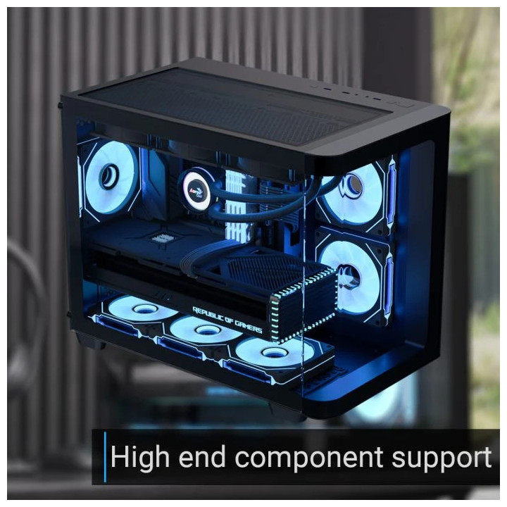 Кутия за компютър AeroCool P300C-G-BK-v1, mATX, 3 x 120 mm Infinity Mirror A-RGB - ACCS-PN02033.11
