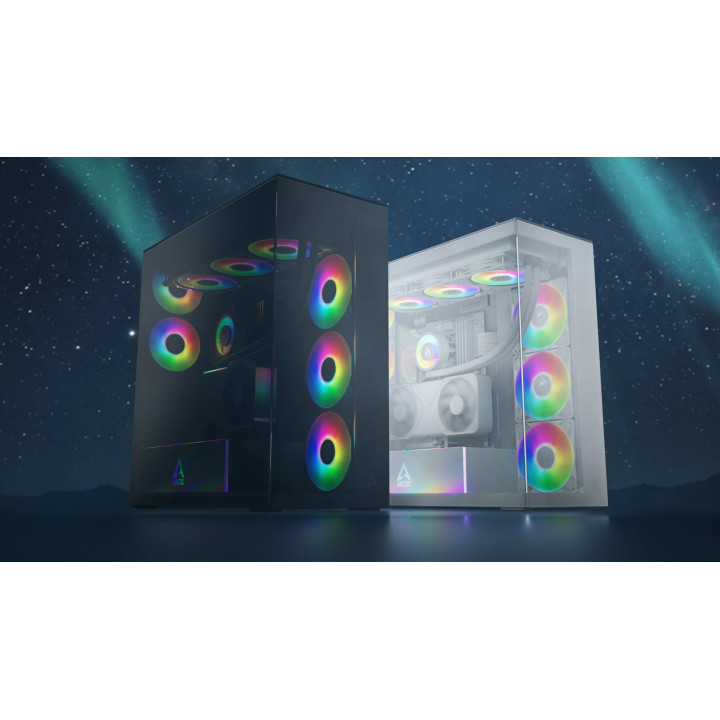 Кутия за компютър Arctic Xtender VG White, E-ATX, PCIe Gen 4 riser included, 5 A-RGB Fans included - ACPCC00017A