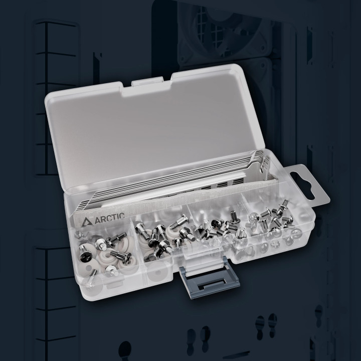 Кутия за компютър Arctic Xtender VG White, E-ATX, PCIe Gen 4 riser included, 5 A-RGB Fans included - ACPCC00017A