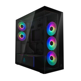 Кутия за компютър Arctic Xtender VG Mirror Black, E-ATX, PCIe Gen 4 riser included, 5 A-RGB Fans included - ACPCC00019A