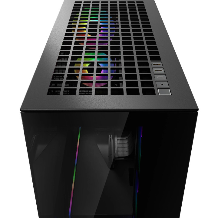 Кутия за компютър Arctic Xtender VG Mirror Black, E-ATX, PCIe Gen 4 riser included, 5 A-RGB Fans included - ACPCC00019A