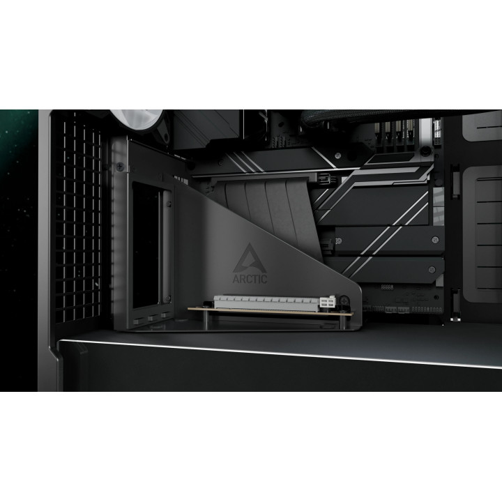 Кутия за компютър Arctic Xtender VG Mirror Black, E-ATX, PCIe Gen 4 riser included, 5 A-RGB Fans included - ACPCC00019A