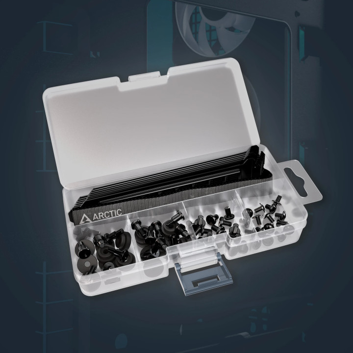 Кутия за компютър Arctic Xtender VG Mirror Black, E-ATX, PCIe Gen 4 riser included, 5 A-RGB Fans included - ACPCC00019A
