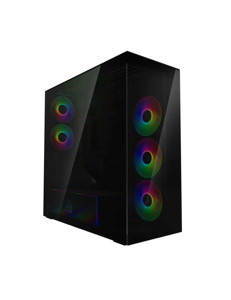 Кутия за компютър Arctic Xtender VG Black, E-ATX, PCIe Gen 4 riser included, 5 A-RGB Fans included - ACPCC00016A