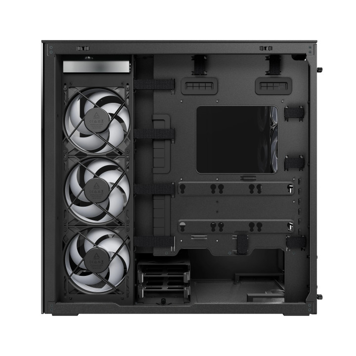 Кутия за компютър Arctic Xtender VG Black, E-ATX, PCIe Gen 4 riser included, 5 A-RGB Fans included - ACPCC00016A