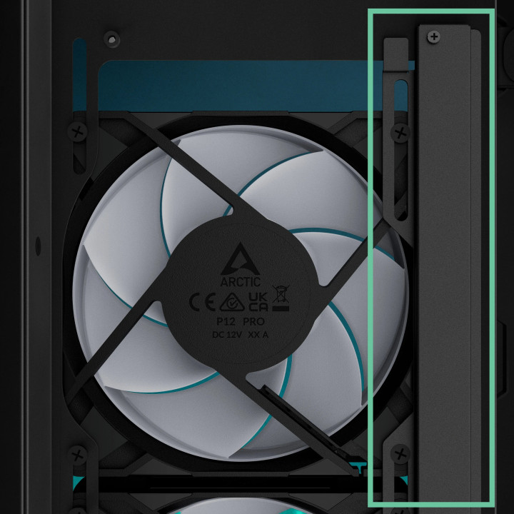 Кутия за компютър Arctic Xtender VG Black, E-ATX, PCIe Gen 4 riser included, 5 A-RGB Fans included - ACPCC00016A