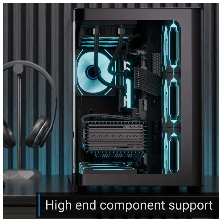 Кутия за компютър AeroCool P500C-G-BK-v1, ATX, 4 x 120 mm Infinity Mirror A-RGB - ACCM-PN01043.11