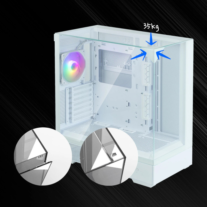Кутия за компютър Zalman P40 Prism White, ATX - ZM-P40-PRISM-WH