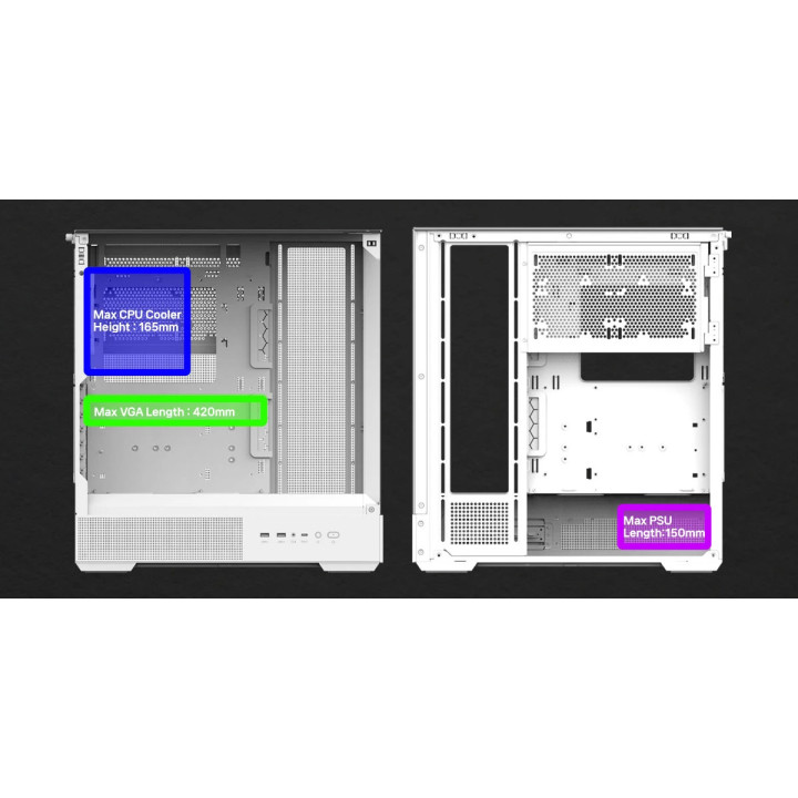 Кутия за компютър Zalman P40 Prism White, ATX - ZM-P40-PRISM-WH