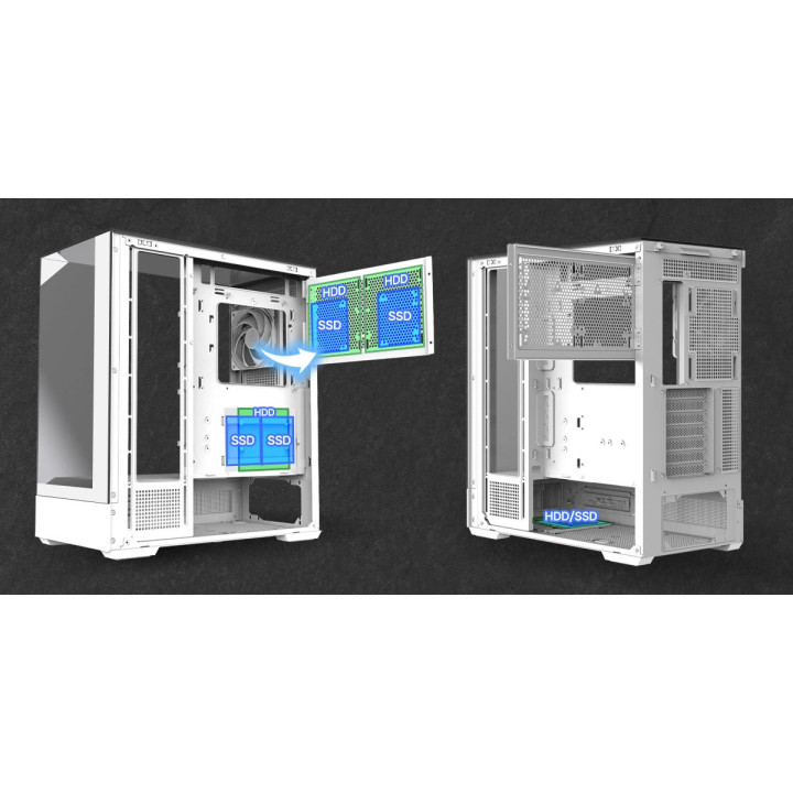 Кутия за компютър Zalman P40 Prism White, ATX - ZM-P40-PRISM-WH