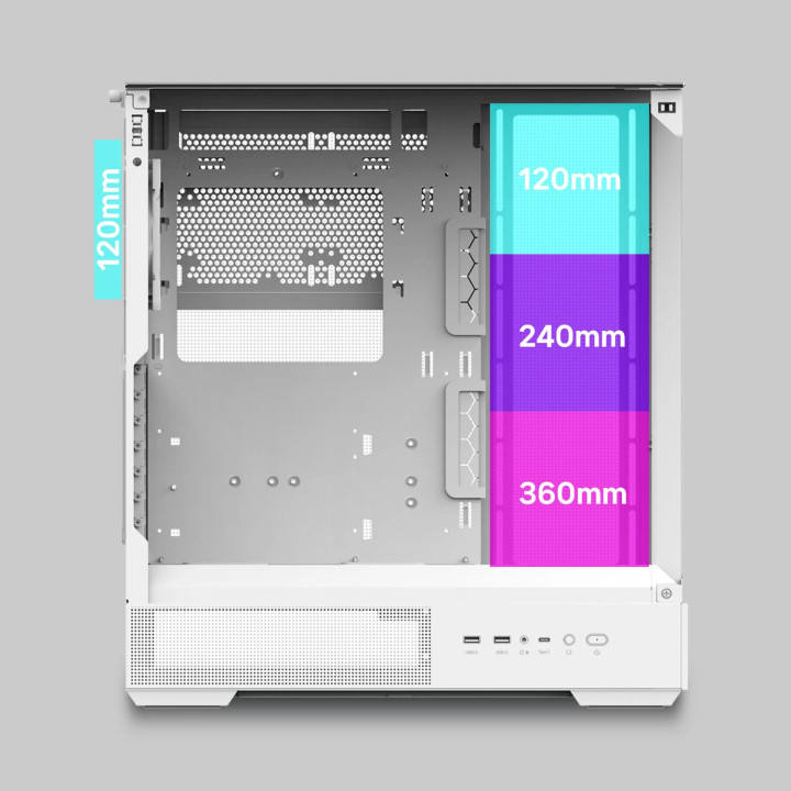 Кутия за компютър Zalman P40 Prism White, ATX - ZM-P40-PRISM-WH