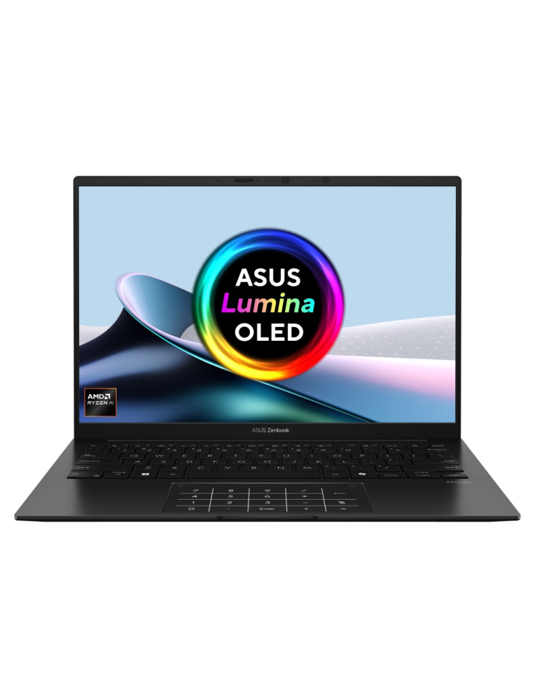 Лаптоп Asus Zenbook UM3406KA-QD024, Ryzen AI 7 350, 14 " OLED, (1920 x 1200), 16GB LPDDR5X (on bnd), 1TB  SSD, No OS, Jade Black - 90NB14U1-M00EY0