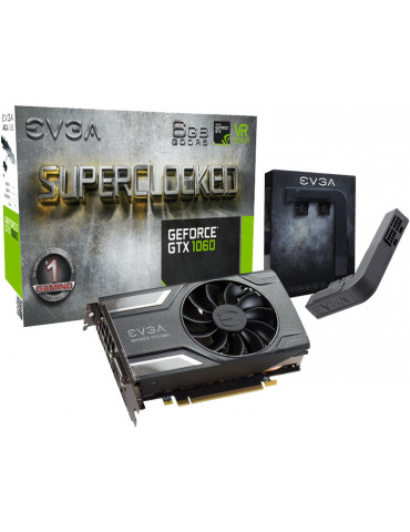 Видео карта EVGA NVIDIA GeForce GTX 1060 SC GAMING 6 GB GDDR5, 06G-P4-6163-KR Подарък Адаптер EVGA POWERLINK 2x8pn 1x6pin GLB