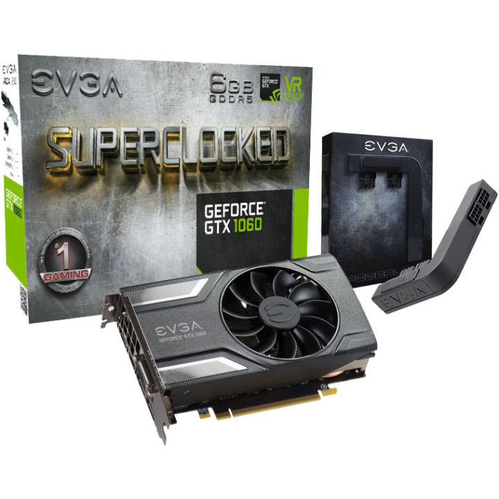 Видео карта EVGA NVIDIA GeForce GTX 1060 SC GAMING 6 GB GDDR5, 06G-P4-6163-KR   Подарък Адаптер EVGA POWERLINK 2x8pn 1x6pin GLB
