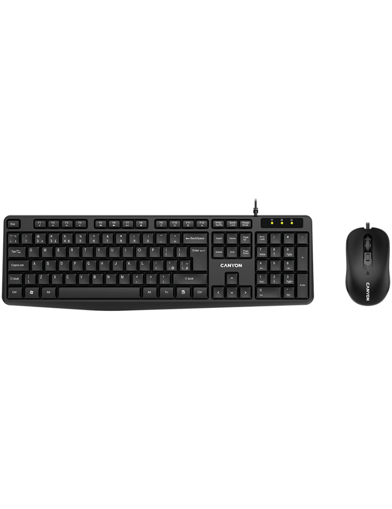 Комплект клавиатура и мишка Canyon SET-1, черен - CNE-CSET1-BG