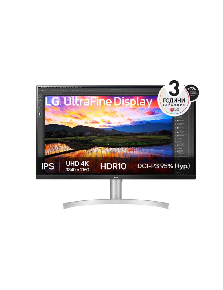 Монитор LG 32UN650K-W, 31.5" UltraFine UHD LED AG, IPS, DCI-P3 95%, 5ms, 350 cd/m2, 1000:1, 3840x2160, HDR 10, HDMI, DP, Radeon FreeSync, Dynamic Action Sync, Headphone out, Height, Tilt, Speaker, Black