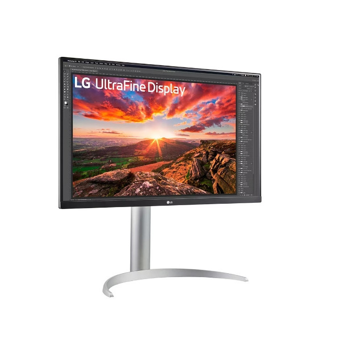 Монитор LG 27UP850K-W, 27" UltraFine UHD, IPS 4K, 5ms, 1200:1, 400cd/m2, 3840 x 2160, DCI-P3 95%, HDR 400, HDMI, USB-C, PD- 96 W, DP, Reader mode, Dynamic Action Sync, Tilt, Height (Range), Swivel, 2x5W, LG Switch, Black