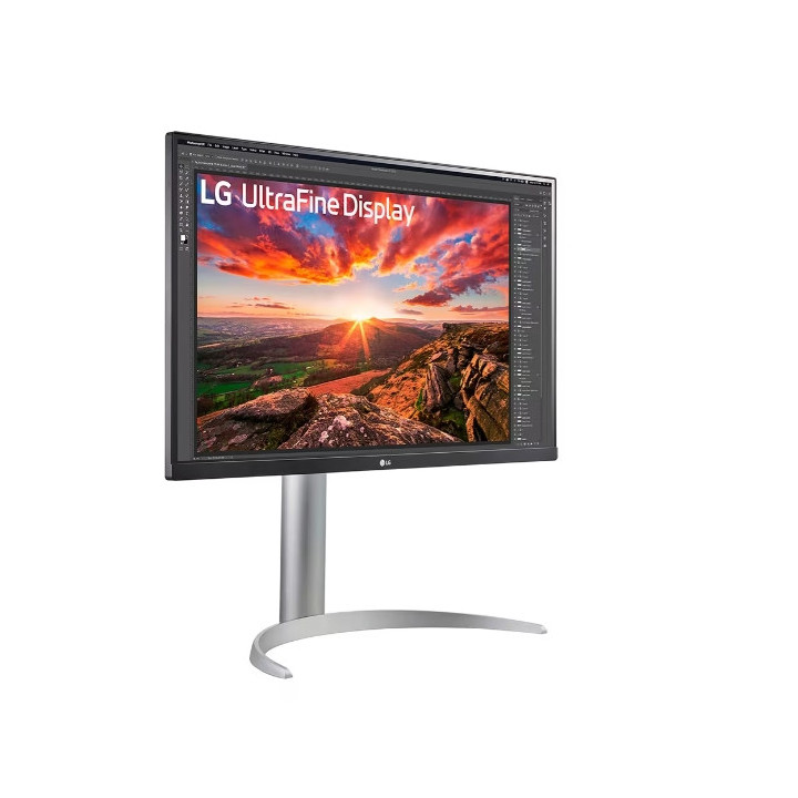 Монитор LG 27UP850K-W, 27" UltraFine UHD, IPS 4K, 5ms, 1200:1, 400cd/m2, 3840 x 2160, DCI-P3 95%, HDR 400, HDMI, USB-C, PD- 96 W, DP, Reader mode, Dynamic Action Sync, Tilt, Height (Range), Swivel, 2x5W, LG Switch, Black