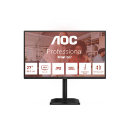Монитор AOC 27E4U, 27" IPS WLED, 1920x1080@120Hz, 4ms GtG, 300cd m/2, 1500:1, 20M:1 DCR, Adaptive Sync, FlickerFree, Anti Blue Light, 2Wx2, Tilt, Height Adjust, Pivot, Swivel, D-SUB, HDMI, USB Hub