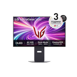 Монитор LG 32GS95UV-B, 31.5" 4K UHD OLED Dual-Mode, 0.03ms (GtG), UHD (3840x 2160), 4K 240Hz, FHD 480Hz, 1500000:1, 450 cd/m2, 1000:1, DCI-P3 98%, AMD FreeSync, NVIDIA G-Sync, DTS, Speacer 7Wx2, VRR, HDR 400, USB Down/Up-stream, HDMI, DP, Tilt