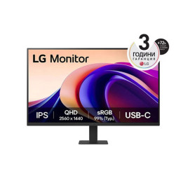 Монитор LG 32U631A-B, 31.5" QHD LED AG, IPS, 100Hz, 5ms, 250 cd/m2, 1000:1, QHD (2560 x 1440), sRGB 99%, HDR 10, USB-C (PD 15W), HDMI, LG Switch, Dynamic Action Sync, Reader mode, Headphone out, Tilt, Black