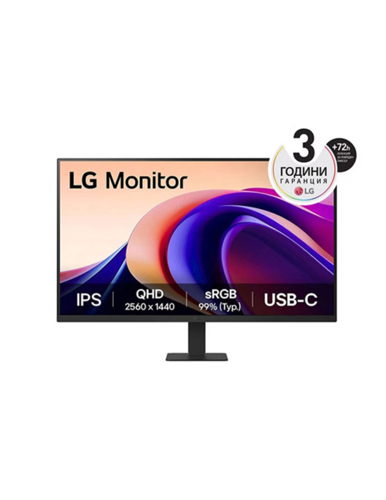 Монитор LG 32U631A-B, 31.5" QHD LED AG, IPS, 100Hz, 5ms, 250 cd/m2, 1000:1, QHD (2560 x 1440), sRGB 99%, HDR 10, USB-C (PD 15W), HDMI, LG Switch, Dynamic Action Sync, Reader mode, Headphone out, Tilt, Black
