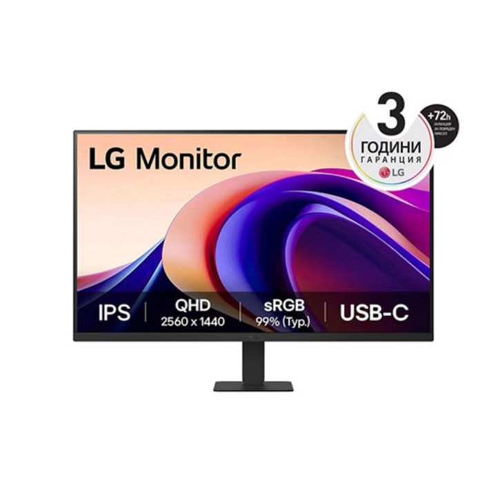 Монитор LG 32U631A-B, 31.5" QHD LED AG, IPS, 100Hz, 5ms, 250 cd/m2, 1000:1, QHD (2560 x 1440), sRGB 99%, HDR 10, USB-C (PD 15W), HDMI, LG Switch, Dynamic Action Sync, Reader mode, Headphone out, Tilt, Black