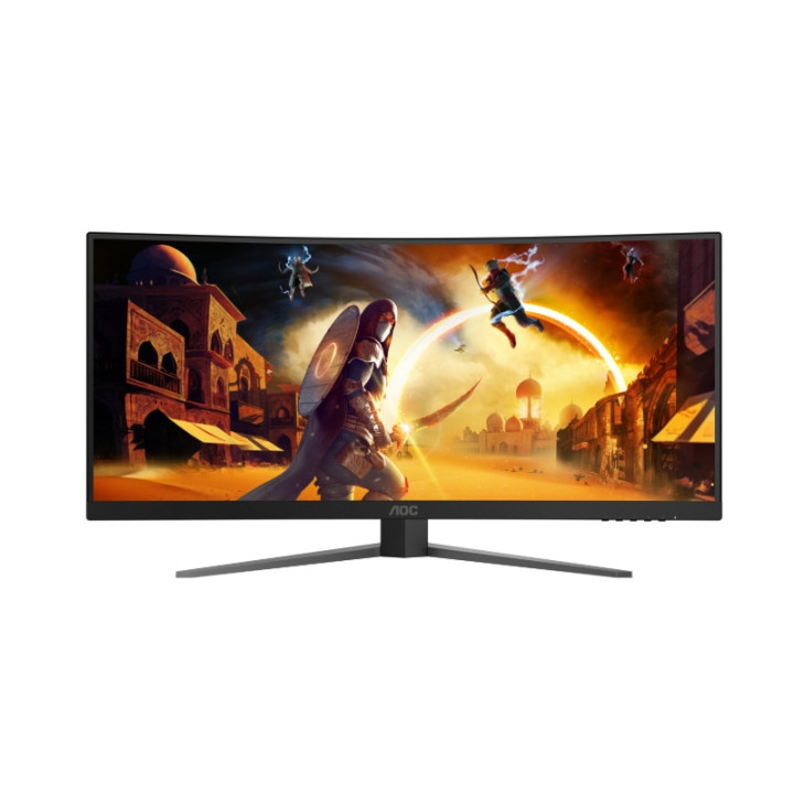 Монитор AOC CU34G4, 34" Curved 1500R VA WLED, 3440x1440@180Hz, 1ms GtG, 0.5ms MPRT, 300cd m/2, 2500:1, 80M:1 DCR, Adaptive Sync, FlickerFree, Low Blue Light, Tilt, Height Adjust, Swivel, 2xHDMI, DP