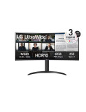 Монитор LG 34WR55QK-B 34" UltraWide AG, Curved 21:9 VA Panel, 5ms, 3000:1, 300 cd/m2, WQHD 3440x1440, HDR10, sRGB 99%, USB type-C 65W, 100Hz, HDMI, DP, PBP, Height Adjustable, Tilt, Reader Mode, Headphone Out, Black