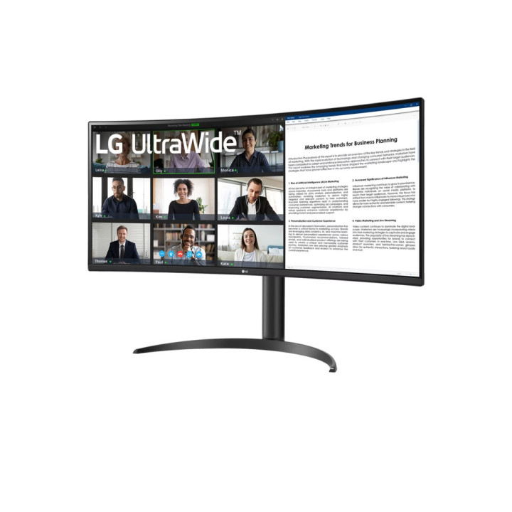 Монитор LG 34WR55QK-B 34" UltraWide AG, Curved 21:9 VA Panel, 5ms, 3000:1, 300 cd/m2, WQHD 3440x1440, HDR10, sRGB 99%, USB type-C 65W, 100Hz, HDMI, DP, PBP, Height Adjustable, Tilt, Reader Mode, Headphone Out, Black