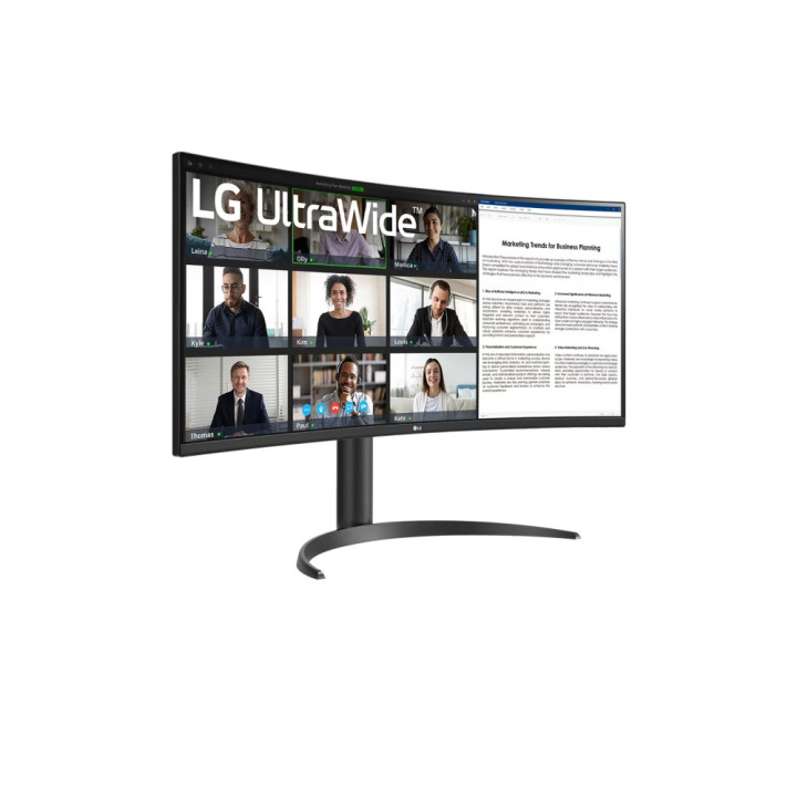 Монитор LG 34WR55QK-B 34" UltraWide AG, Curved 21:9 VA Panel, 5ms, 3000:1, 300 cd/m2, WQHD 3440x1440, HDR10, sRGB 99%, USB type-C 65W, 100Hz, HDMI, DP, PBP, Height Adjustable, Tilt, Reader Mode, Headphone Out, Black