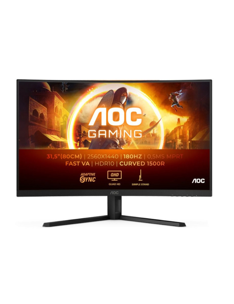Монитор AOC CQ32G4VE, 31.5" Curved 1500R, Fast VA WLED, 2560x1440@180 Hz, 1ms GtG, 0.5ms MPRT, 300 cd/m2, 3500:1, 80M:1 DCR, Adaptive Sync, Flicker Free, Low Blue Light, Tilt, 2xHDMI, DP