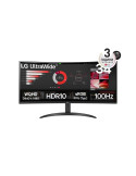 Монитор LG 34WR50QK-B, 34" UltraWide Curved, AG, VA, 5ms, 1ms MBR, 3000:1, 300 cd/m2, 21:9, WQHD 3440x1440, HDR 10, sRGB 99%, FreeSync, 100 Hz, HDMI, DP, Tilt, Reader Mode, PBP, Headphone Out, Black