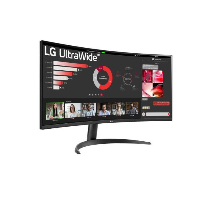 Монитор LG 34WR50QK-B, 34" UltraWide Curved, AG, VA, 5ms, 1ms MBR, 3000:1, 300 cd/m2, 21:9, WQHD 3440x1440, HDR 10, sRGB 99%, FreeSync, 100 Hz, HDMI, DP, Tilt, Reader Mode, PBP, Headphone Out, Black