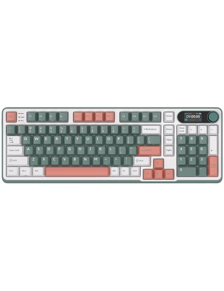 Безжична геймърска механична клавиатура Royal Kludge S98 Camping Green 96%, Hot-Swap Chartreuse Switch – RK-S98-CAMPGRN-CHTSW-US