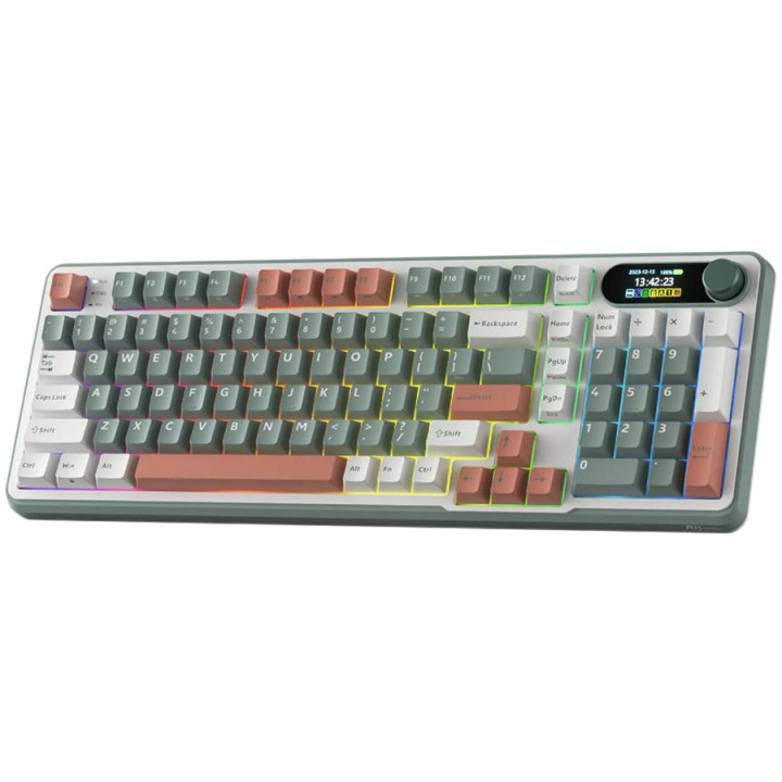 Безжична геймърска механична клавиатура Royal Kludge S98 Camping Green 96%, Hot-Swap Chartreuse Switch – RK-S98-CAMPGRN-CHTSW-US