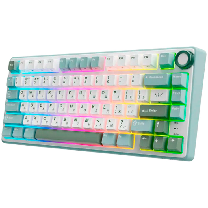 Геймърска механична клавиатура Royal Kludge R75 Sky Cyan 75%, Gasket Mount K Silver Switch - RK-R75-SKYCYN-KSLVSW-US