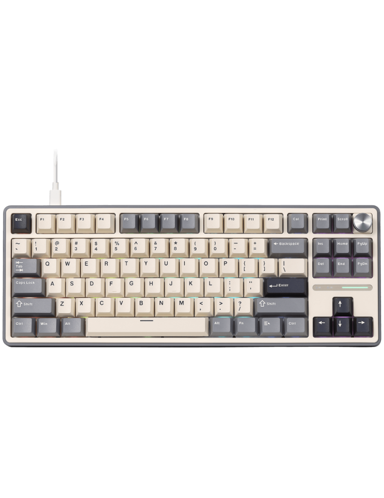 Безжична геймърска механична клавиатура Royal Kludge R87 Pro Half Grey TKL, Hot-Swap Creamy Switch - RK-R87PRO-HALFGY-CRMSW-US