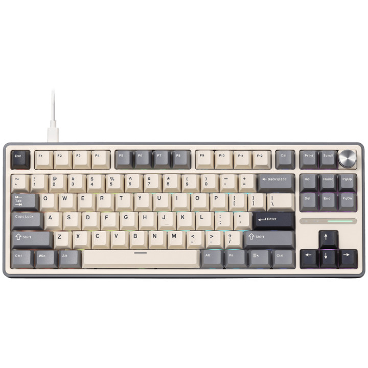 Безжична геймърска механична клавиатура Royal Kludge R87 Pro Half Grey TKL, Hot-Swap Creamy Switch - RK-R87PRO-HALFGY-CRMSW-US