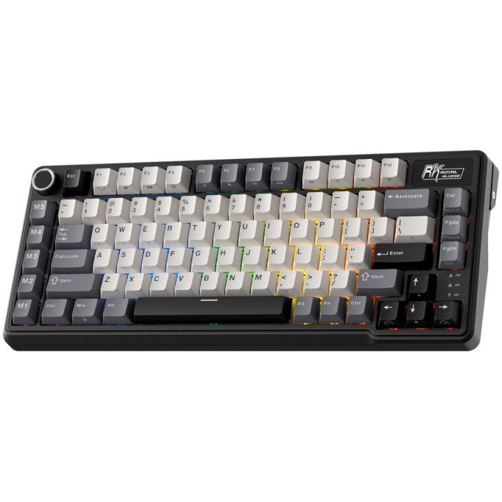 Геймърска механична клавиатура Royal Kludge L75 Knight Black 75%, Hot-Swap Cream Switch - RK-L75-KNGHTBLK-CRMSW-US
