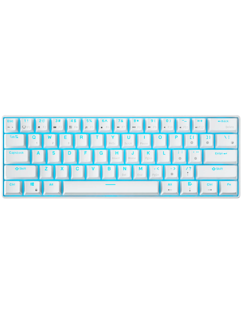 Безжична геймърска механична клавиатура Royal Kludge RK61 White 60%, Hot-Swap Red Switch - RK-61-WH-REDSW-US