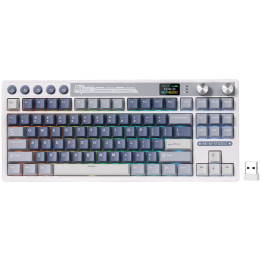 Безжична геймърска механична клавиатура Royal Kludge M87 Ocean Blue TKL, Display Screen Cream Switch - RK-M87-OCBLU-CRMSW-US