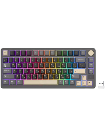 Безжична геймърска механична клавиатура Royal Kludge M75 Phantom 75%, Display Screen K Silver Switch - RK-M75-PHNTM-KSLVSW-US