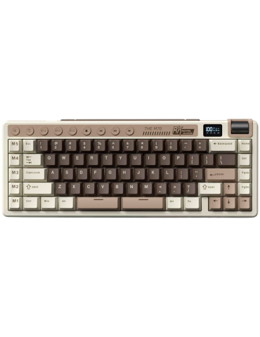 Безжична геймърска механична клавиатура Royal Kludge M70 Mocha Grey 70%, Display Screen Cream Switch - RK-M70-MCHAGY-CRMSW-US