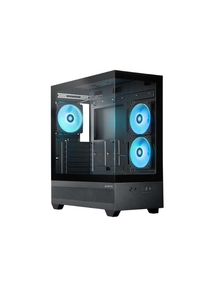 Кутия за компютър Chieftec Vista Black ATX Mid Tower ARGB, Dual Tempered Glass - GT-01B-OP