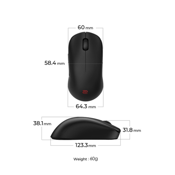 Безжична мишка BenQ ZOWIE U2-DW 4K Esports White Size M 60g, 4000Hz 3200DPI - 9H.N4PBE.A2E