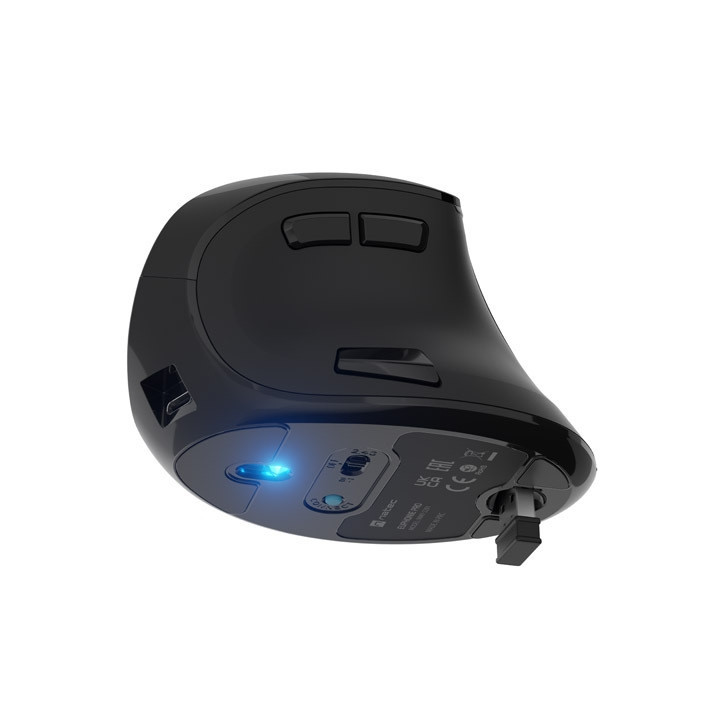 Презареждаема безшумна Bluetooth мишка Natec Euphonie Pro Vertical Black 4000DPI, OLED Display - NMY-2291